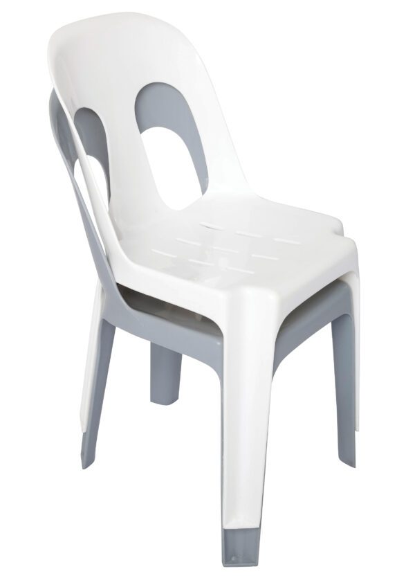 Pippee Polypropylene Chair White and Grey Gray Stacked