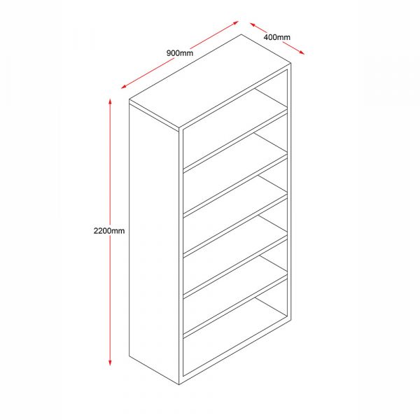 Five Tier Open Bookcase Dimensions Length Width Height