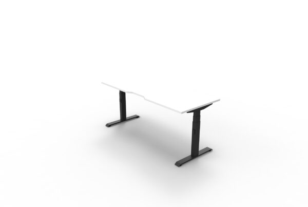 Electric Height Adjustable Desk With Cable Tray White Table Black Legs