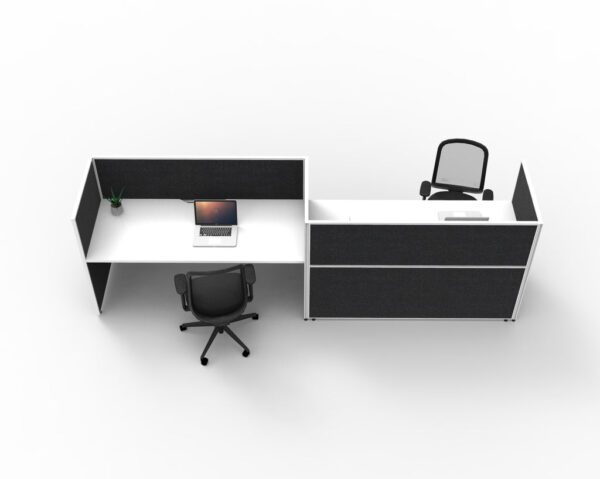 SHUSH30 2 Person Side to Side Workstation Black Low Screen Hung White Worktop Demonstration
