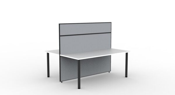 SHUSH30 2 Person Face to Face Workstation Grey Gray High Screen Hung White Worktop Round Leg