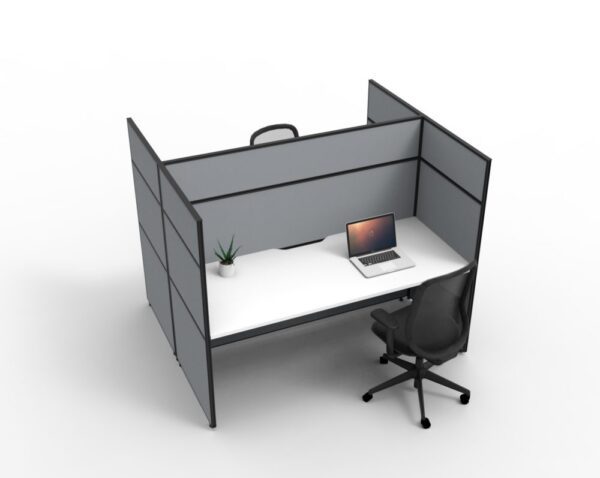 SHUSH30 2 Person Face to Face Workstation Grey Gray High Screen Hung White Worktop