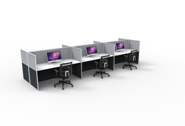 Rapid Screen 6 Person Back to Back Workstation Low Workscreen Grey Gray White Base