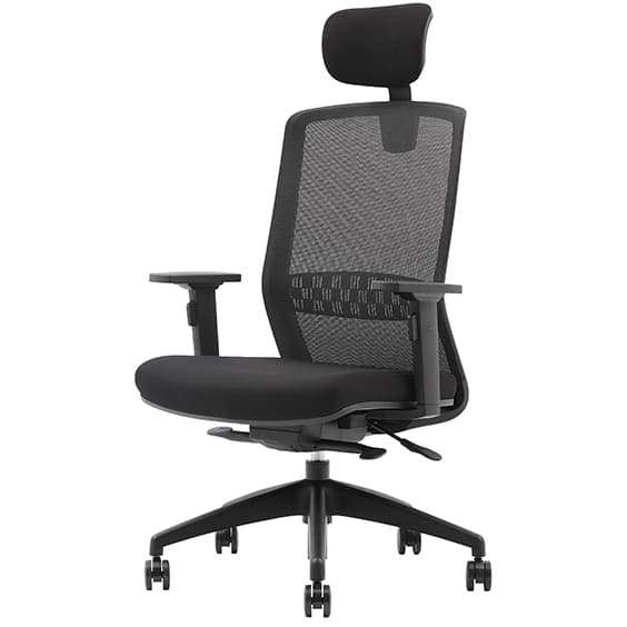 Bolt Black Office Chair With Headrest Front Left Side View