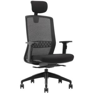 Bolt Black Office Chair With Headrest Front Right Side View