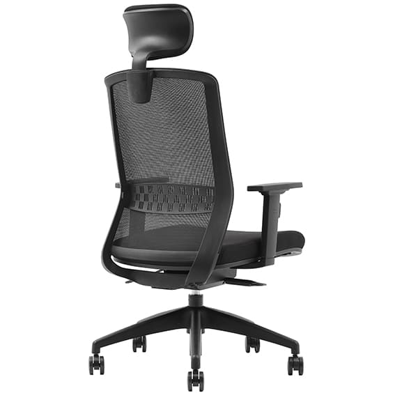 Bolt Black Office Chair With Headrest Back Right View