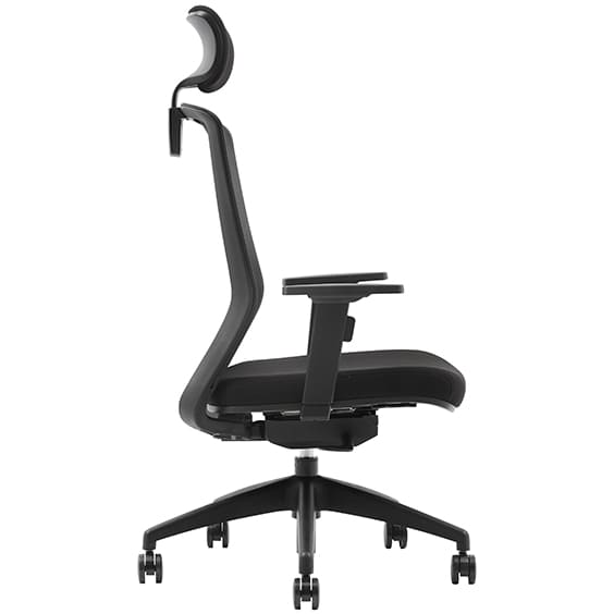 Bolt Black Office Chair With Headrest Right Side View
