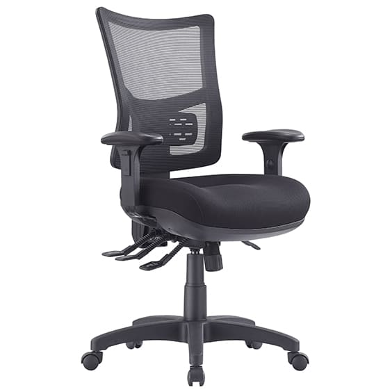 Brent Black Office Chair With Arms Front Right Side View
