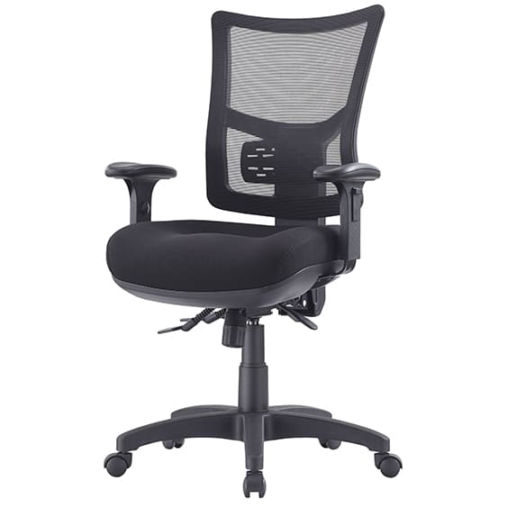 Brent Black Office Chair With Arms Front Left Side View