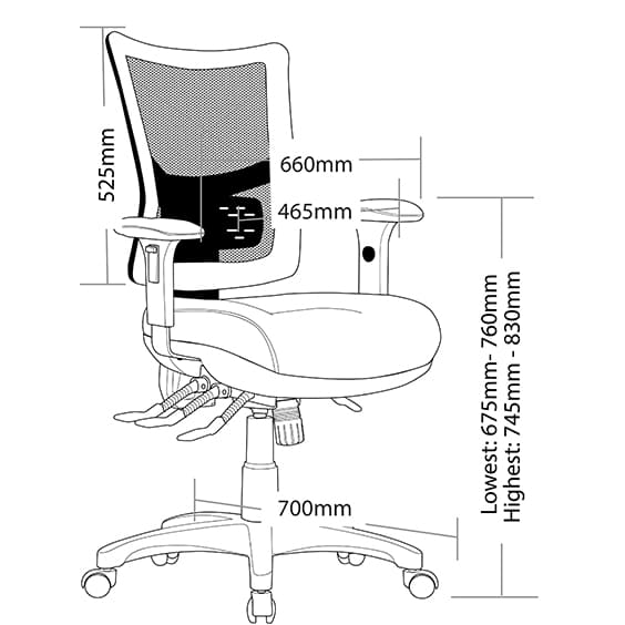 Brent Black Office Chair With Arms With Dimension