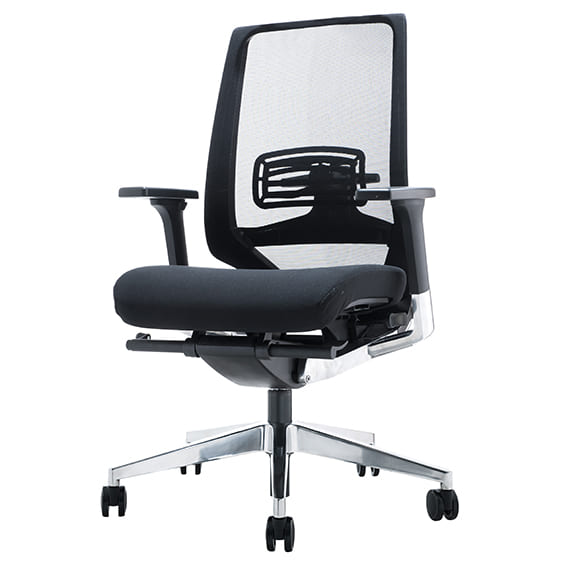 Evita Mesh Office Chair With Aluminum Base Front Left Side View