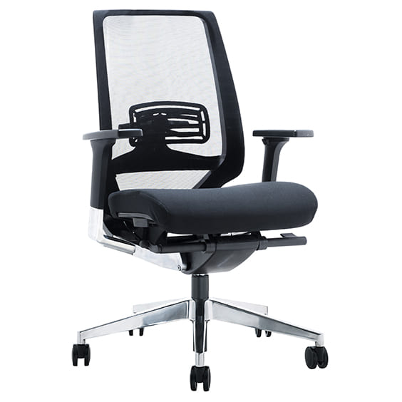 Evita Mesh Office Chair With Aluminum Base Front Right Side View