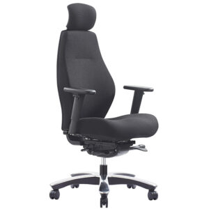 Impact Black Office Chair With Headrest Front Right Side