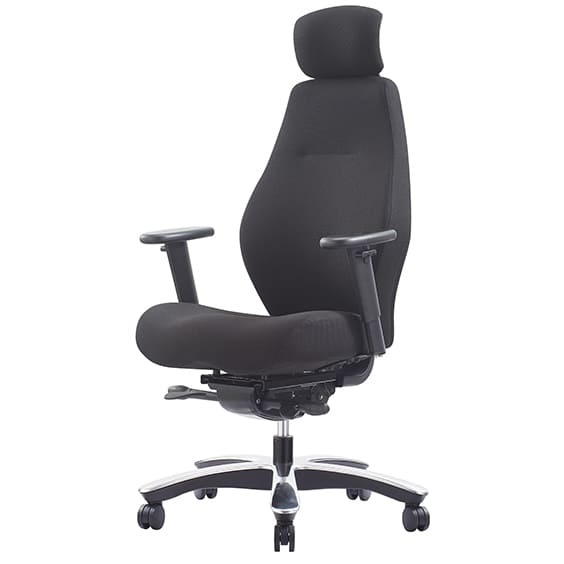 Impact Black Office Chair With Headrest Front Left Side View