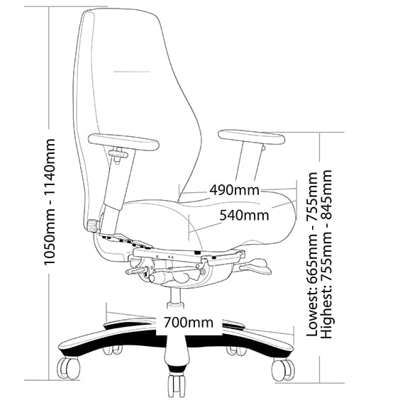 Impact Black Office Chair Without Headrest Dimension